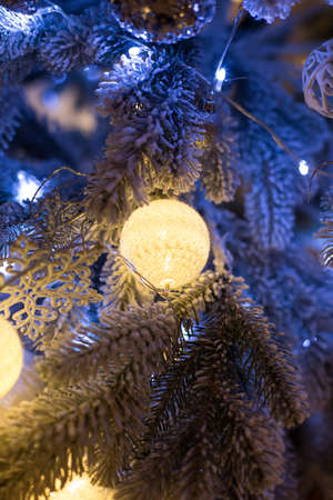 Beautiful Christmas toys on the Christmas tree, Christmas decorationsの写真素材
