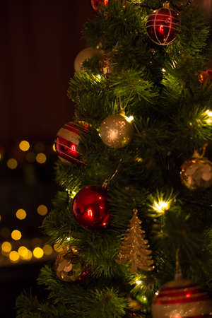 Beautiful Christmas toys on the Christmas tree, Christmas decorationsの写真素材