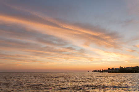 Dramatic sunrise over the river. Orange sunriseの写真素材