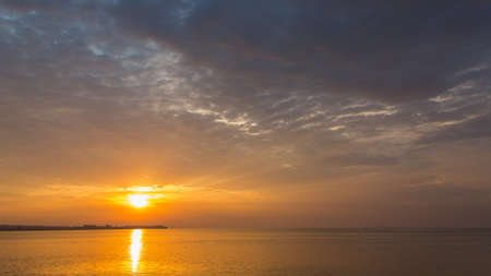 Dramatic sunrise over the river. Orange sunriseの写真素材