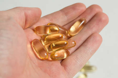 Omega 3 vitamins for health, fish oil, dietary supplementの写真素材