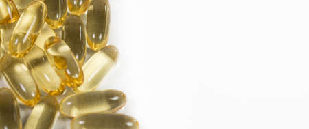 Omega 3 vitamins for health, fish oil, dietary supplementの写真素材