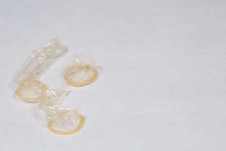 Condom in man's hand, contraception, health safety, safe loveの写真素材