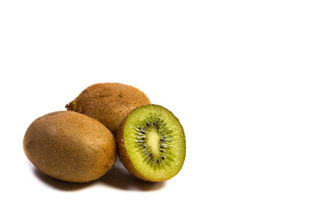 Fresh and tasty kiwi on a white backgroundの写真素材