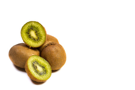 Fresh and tasty kiwi on a white backgroundの写真素材