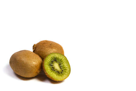 Fresh and tasty kiwi on a white backgroundの写真素材