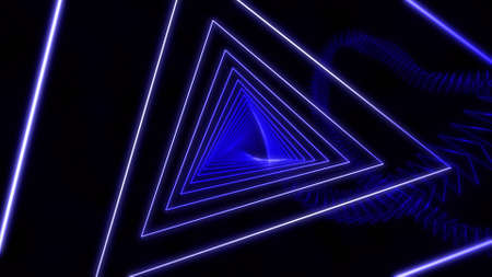 A tunnel made of glowing triangles. Dynamic abstract modern background. 3D illustration, 3D...