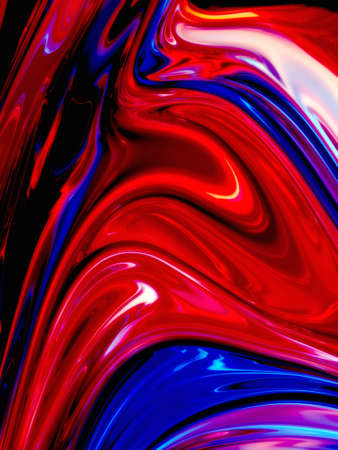 Fluid abstract curves background illustration. Vibrant liquid marble colorful abstraction. 3D illustration, 3D rendering.の写真素材