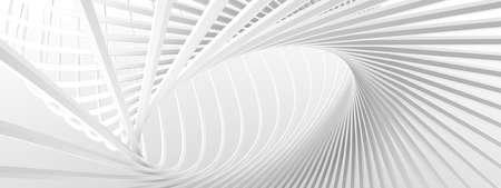 Unusual architectural abstraction. Stylish white background. Minimalistic design. 3D illustration,...