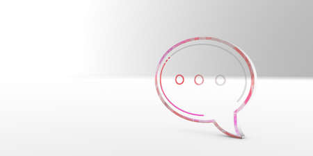 Three-dimensional, outline comment icon. 3D illustration, 3D rendering.の写真素材