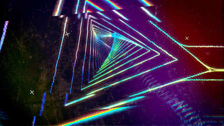 Beautiful abstract background on the theme of digital glitch. Cyberspace in dark blues, purples and...