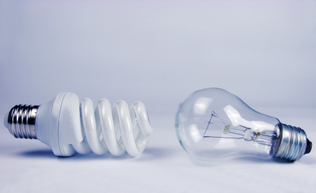 The two bulbs on white background                                 の写真素材
