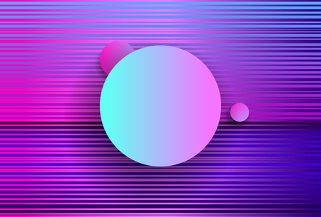 Futuristic Abstract geometry with Pink Circles and waves .Cyberpunk. Synthwave style. Vaporwave. Retrowave. Vector Holographic effect.のイラスト素材