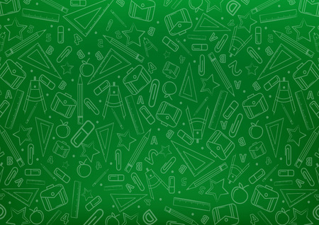Back to school concept pattern on chalkboard with school things illustrations . Vector illustration design backgroundのイラスト素材