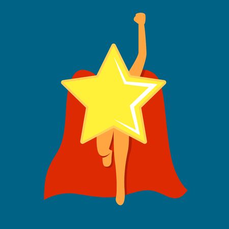 Super star with cape or cloak. Comics style. Vector illustration design.のイラスト素材
