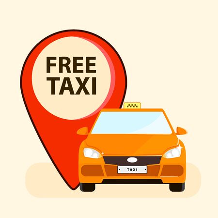 Free taxi illustration with red point in flat style. Vector illustration design.のイラスト素材