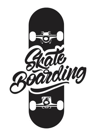 Black and white Skateboarding with skate illustration for T-shirt print. Vector illustration design.のイラスト素材