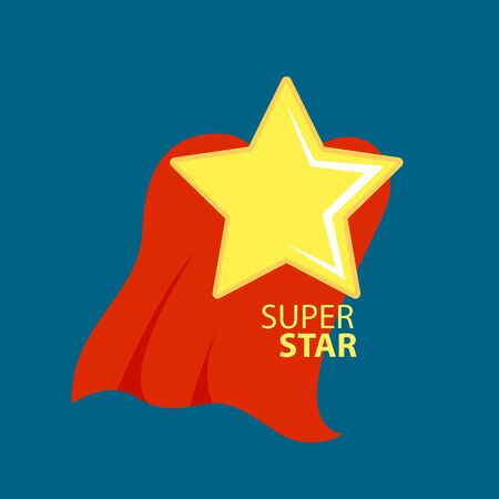 Super star with cape or cloak. Comics style. Vector illustration designのイラスト素材