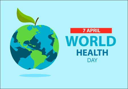 World health day concept . Apple earth . World health day vector design.のイラスト素材