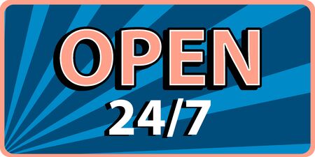 Open 24 banner in old retro style . Vector Typography designのイラスト素材