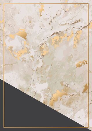 Abstract background with golden marble stone texture and gold frame. Vector illustration design.のイラスト素材