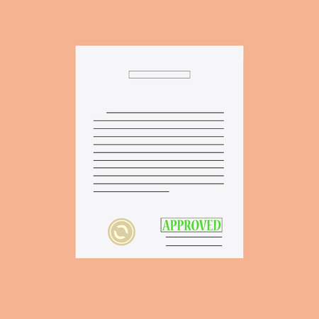 Vector approved stamp on sheet. vectorのイラスト素材
