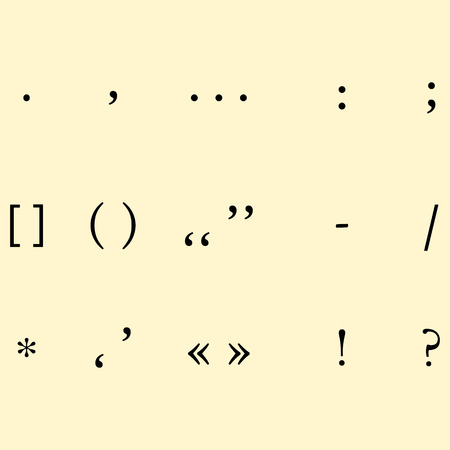 set of different punctuation marks on krasifom background. vecto
