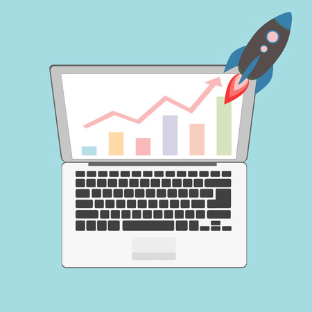 drawing graphics on a laptop のイラスト素材