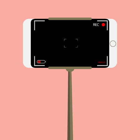 handle video. phone video camera. device for video on a pink backgroundのイラスト素材