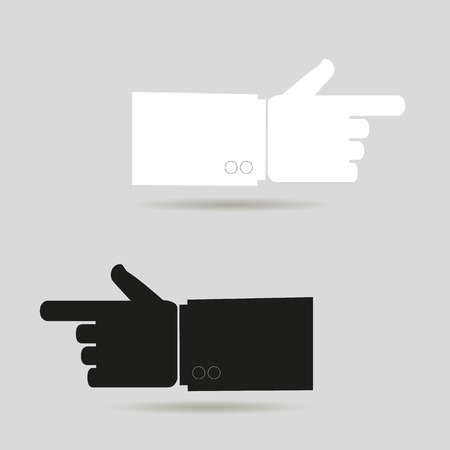 the index finger shows the direction. black and white hand.のイラスト素材