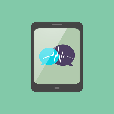 stylish tablet with a chat iconのイラスト素材