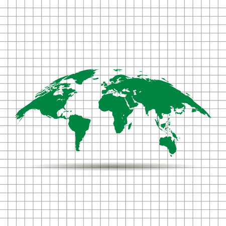 bent, deformed world map on background of linesのイラスト素材