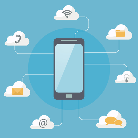 Online service via the phone. settings, sms, calls, dialogue, networking, wireless, communicationsのイラスト素材