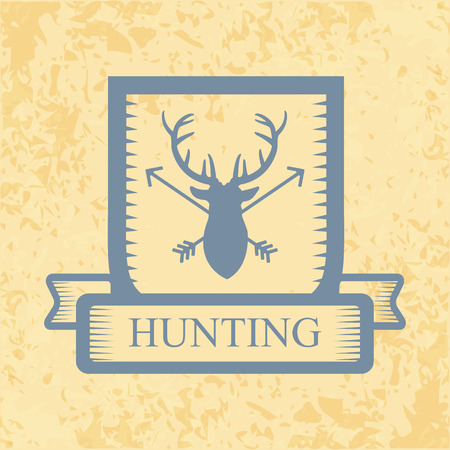Hunting label on the ancient backgroundのイラスト素材