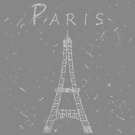 Paris Eiffel Tower vintage. painted, brush strokesのイラスト素材