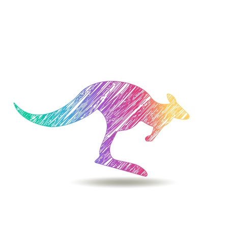 painted kangaroo icon. colors of rainbowのイラスト素材