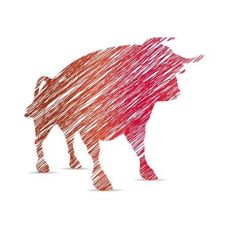 drawn stylish image of a bull. icon, stickerのイラスト素材