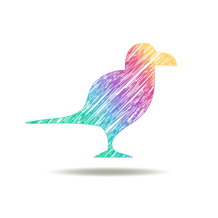 drawn bird logo. colors of rainbowのイラスト素材