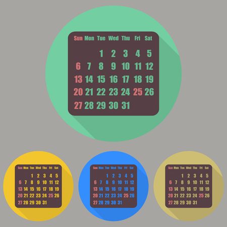 a set of calendars into flat styleのイラスト素材