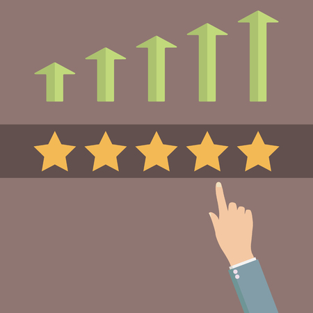 Flat design customer review. hand selects a starのイラスト素材