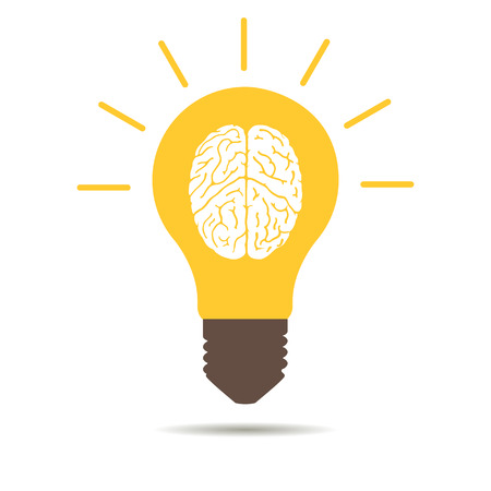 light bulb Brain icon on a white backgroundのイラスト素材