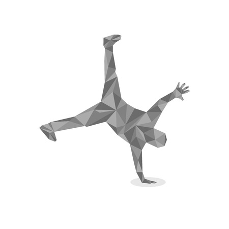illustration in polygonal style of a guy dancing break-danceのイラスト素材