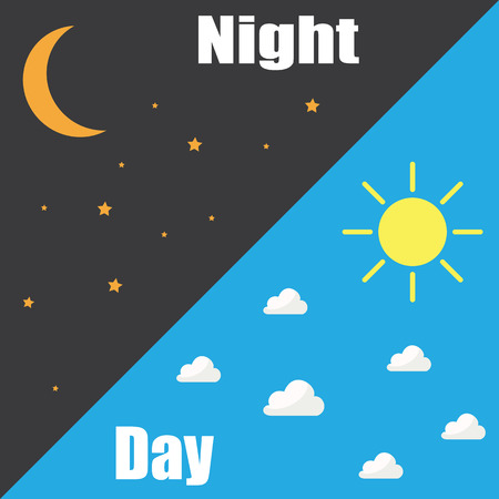 Day and night concept with different weatherのイラスト素材