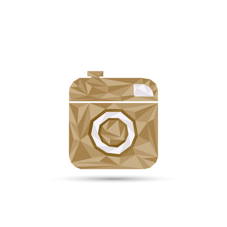 Vintage photo camera icon. design low poly in trianglesのイラスト素材