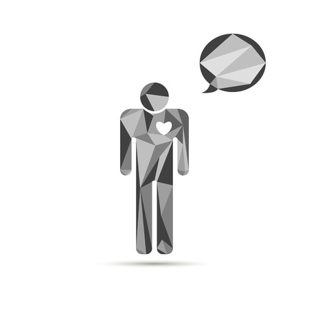 the man says. Bubble dialogue. low poly in trianglesのイラスト素材