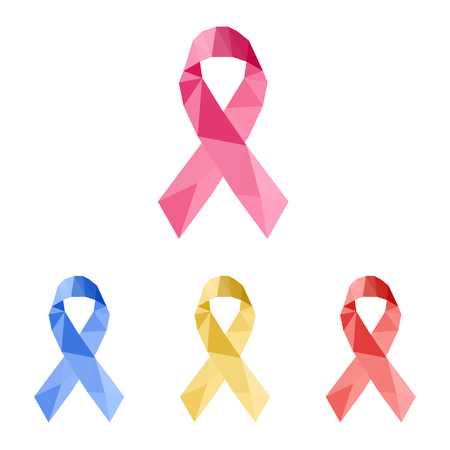 set of ribbon in low poly design. trianglesのイラスト素材