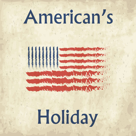 Grunge brush stroke watercolor of American flag. American Holidayのイラスト素材