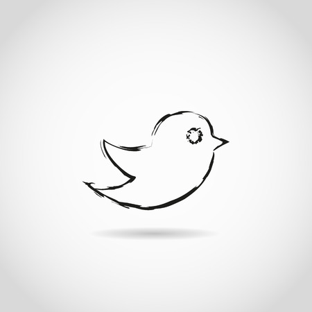 Bird painted brushes on a gray backgroundのイラスト素材