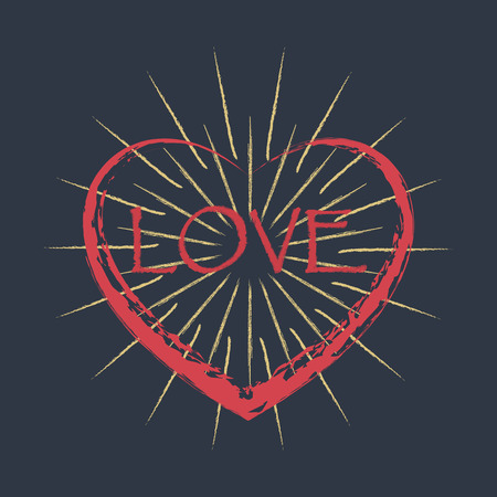 Love with heart on rays for web backgroundのイラスト素材