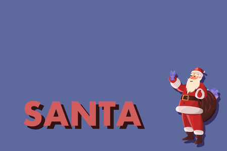 Cartoon Santa. Christmas greeting card background poster. comic pictureのイラスト素材